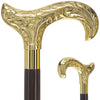 Scratch and Dent Brass Derby Handle Walking Cane w/ Brown Beechwood Shaft and Aluminum Gold Collar V2112