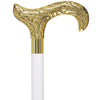 Scratch and Dent Brass Derby Handle Walking Cane w/ Brown Beechwood Shaft and Aluminum Gold Collar V3227