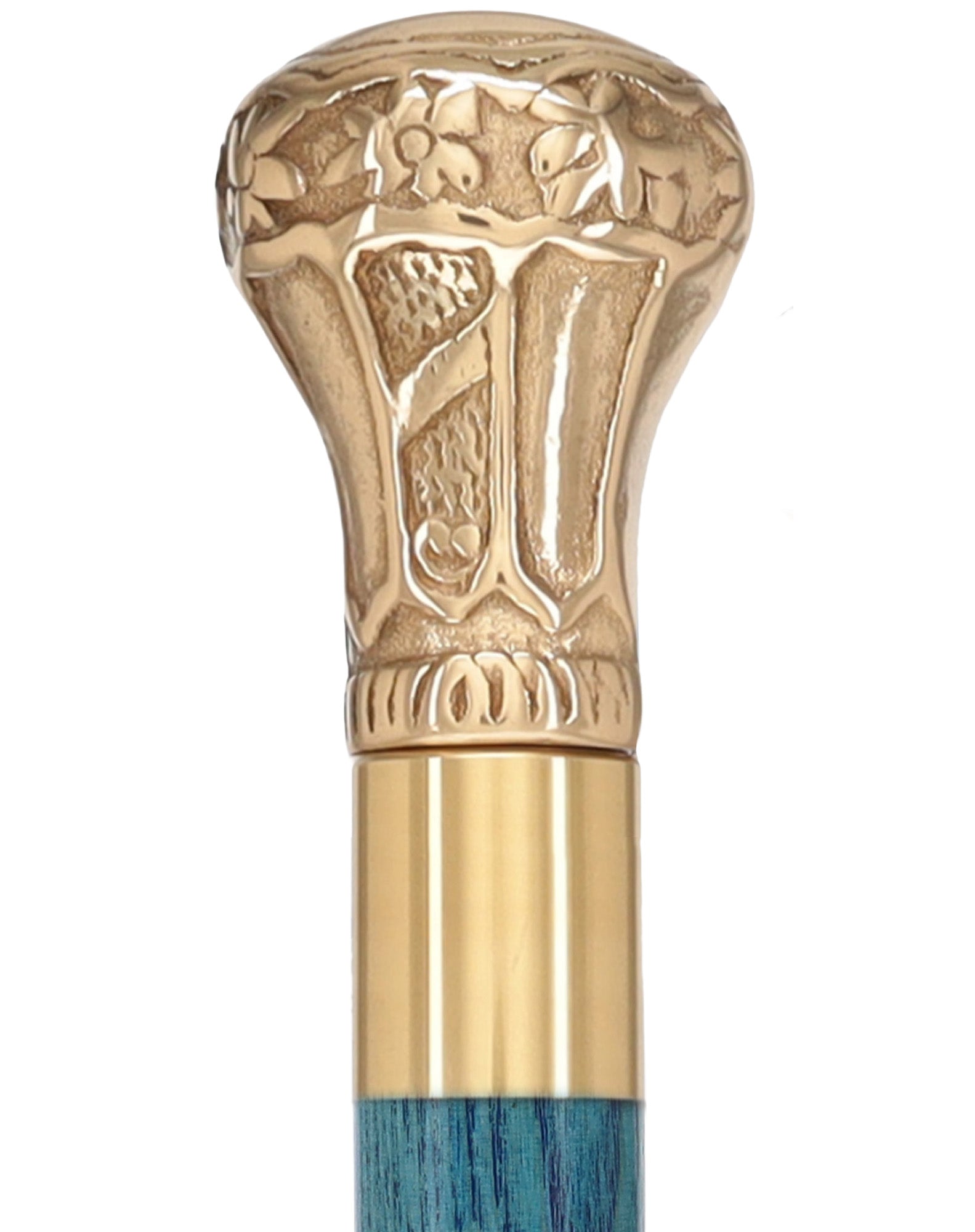 Premium Brass Knob Handle Cane: Stained Custom Color Shaft