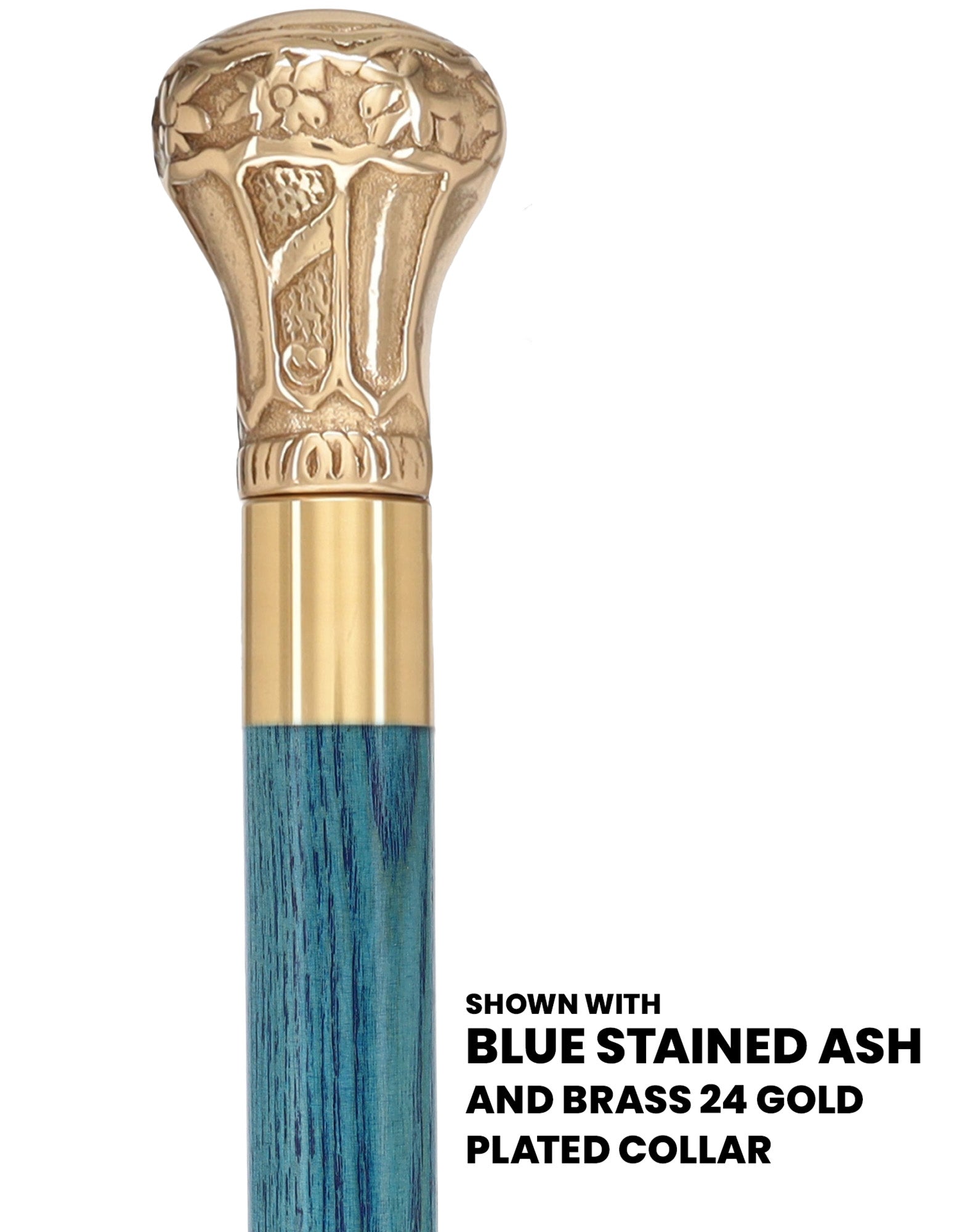 Premium Brass Knob Handle Cane: Stained Custom Color Shaft
