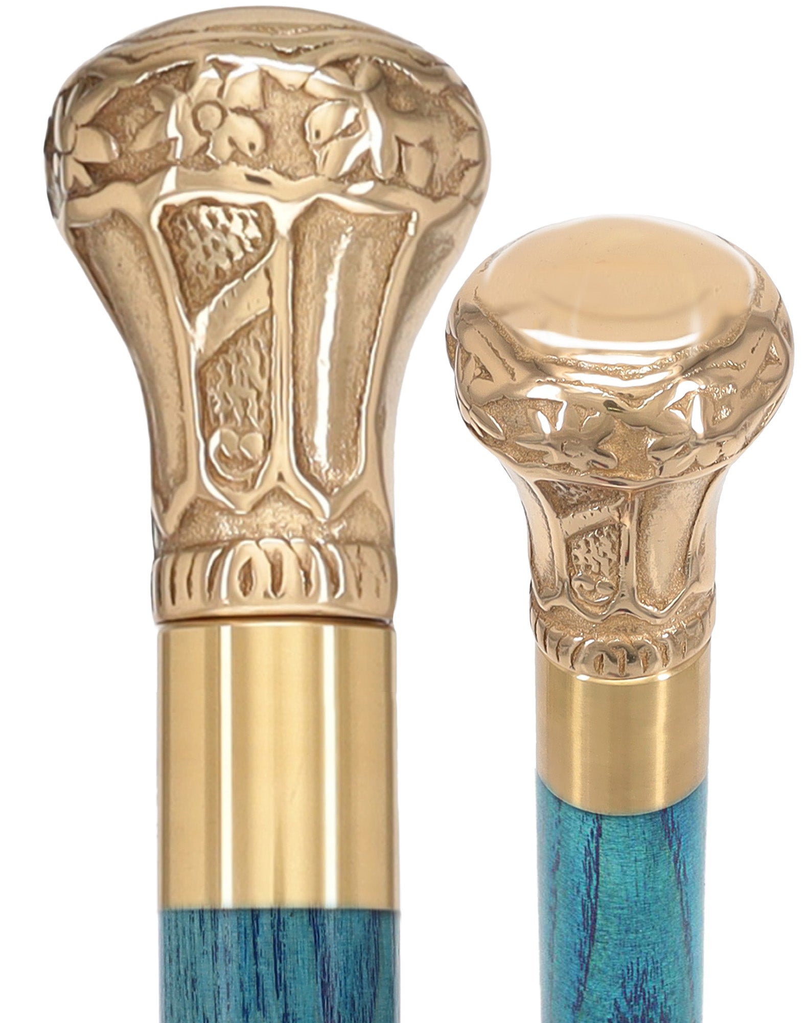 Premium Brass Knob Handle Cane: Stained Custom Color Shaft