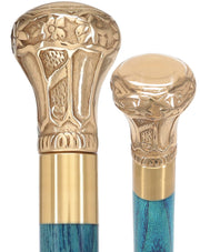 Premium Brass Knob Handle Cane: Stained Custom Color Shaft