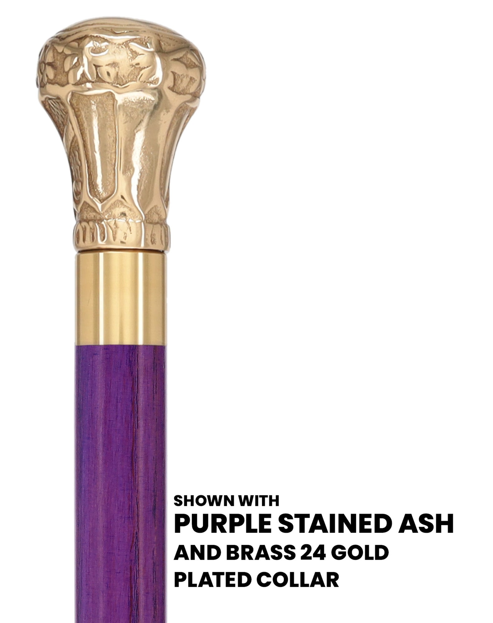 Premium Brass Knob Handle Cane: Stained Custom Color Shaft