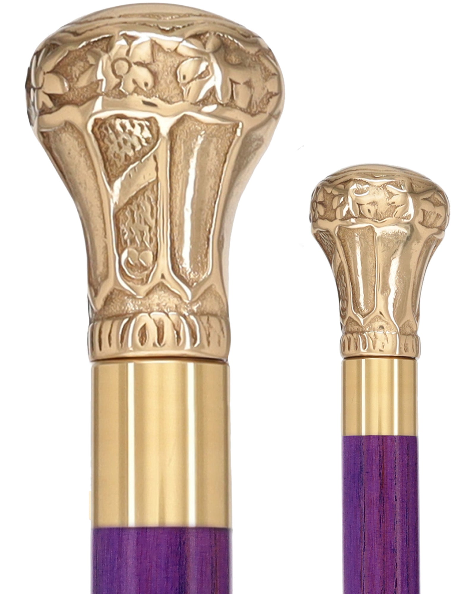 Premium Brass Knob Handle Cane: Stained Custom Color Shaft
