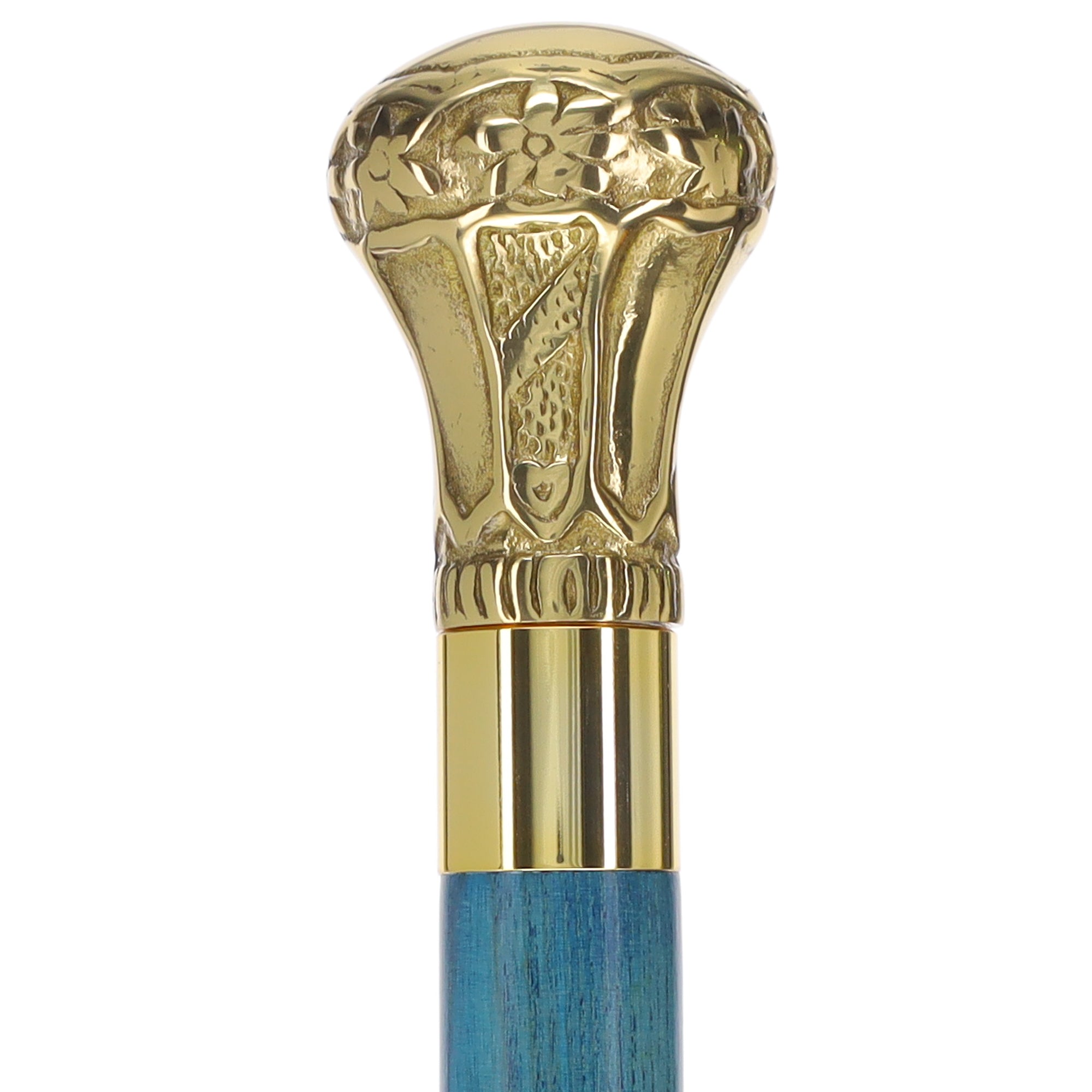 Premium Brass Knob Handle Cane: Stained Custom Color Shaft