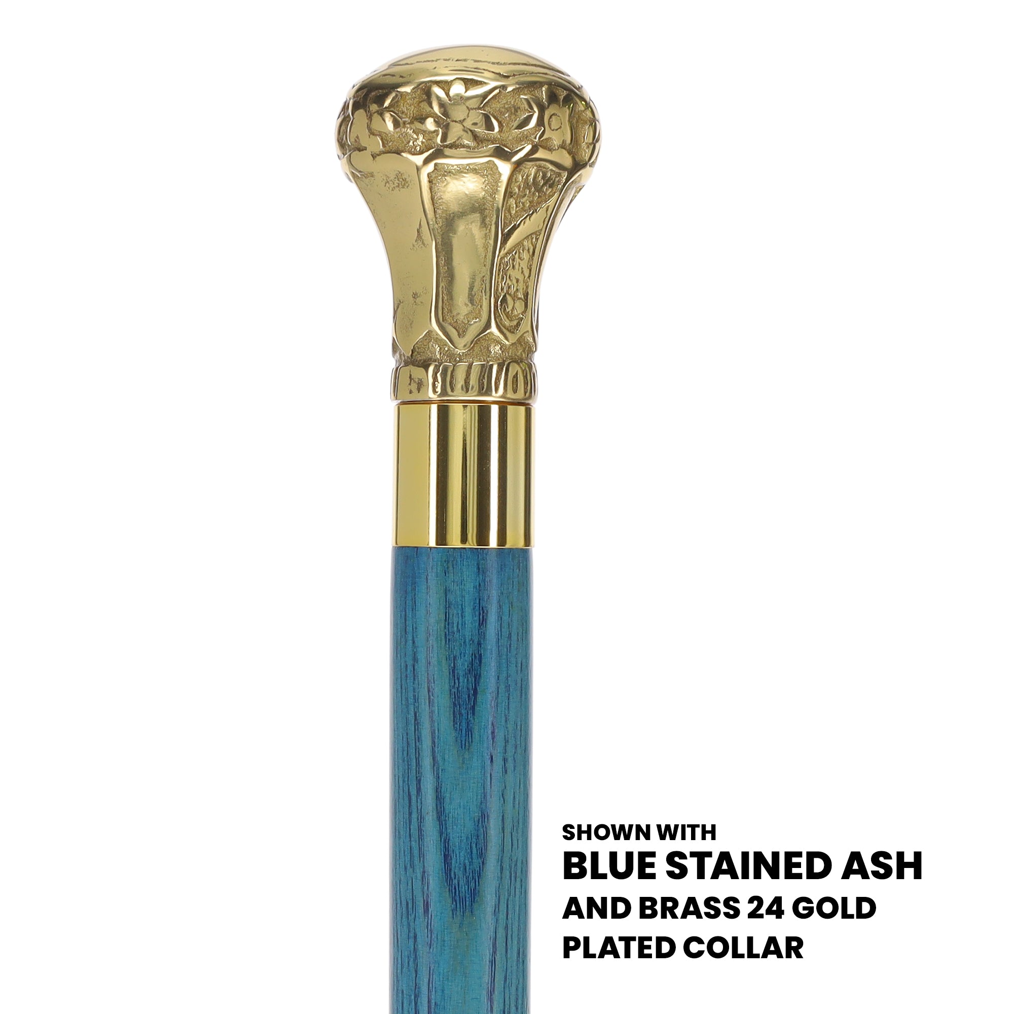 Premium Brass Knob Handle Cane: Stained Custom Color Shaft