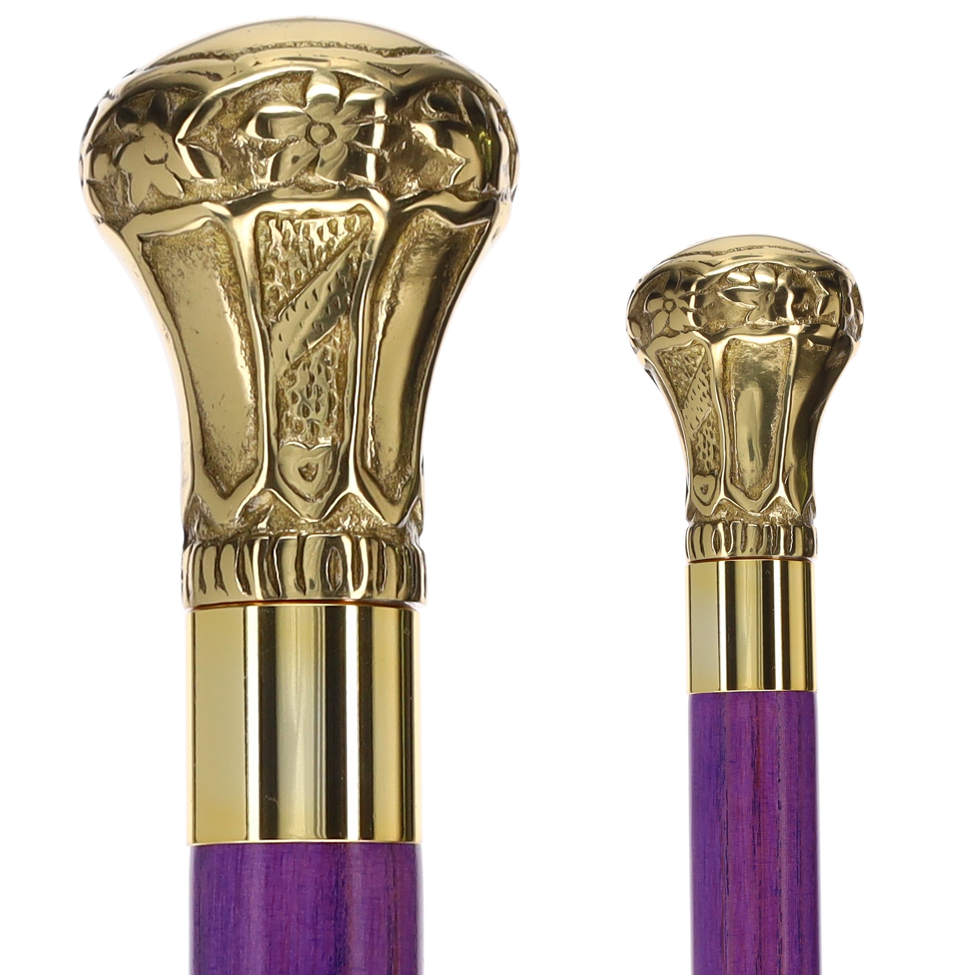 Premium Brass Knob Handle Cane: Stained Custom Color Shaft