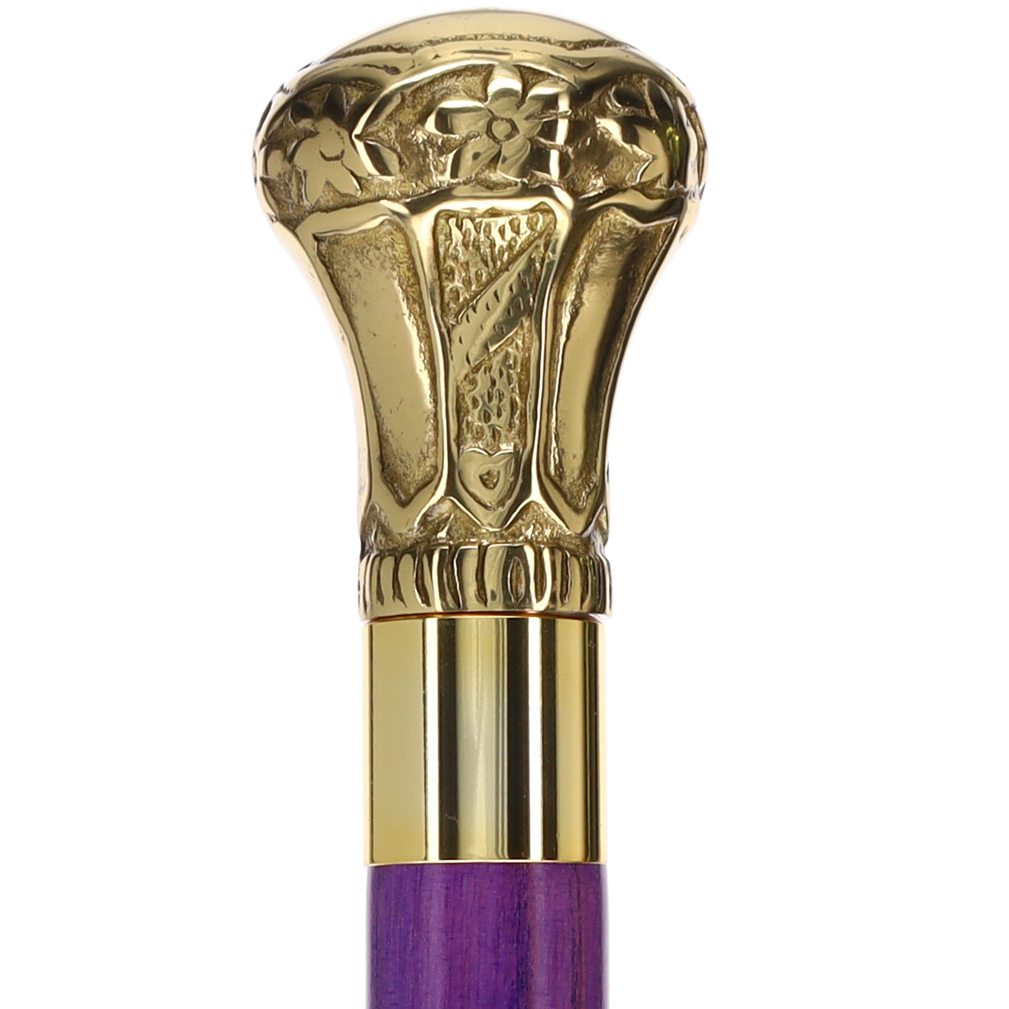 Premium Brass Knob Handle Cane: Stained Custom Color Shaft