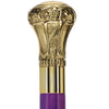 Scratch and Dent Brass Knob Handle Walking Cane w/  Blue Stained Ash Shaft & Aluminum Gold Collar V2061