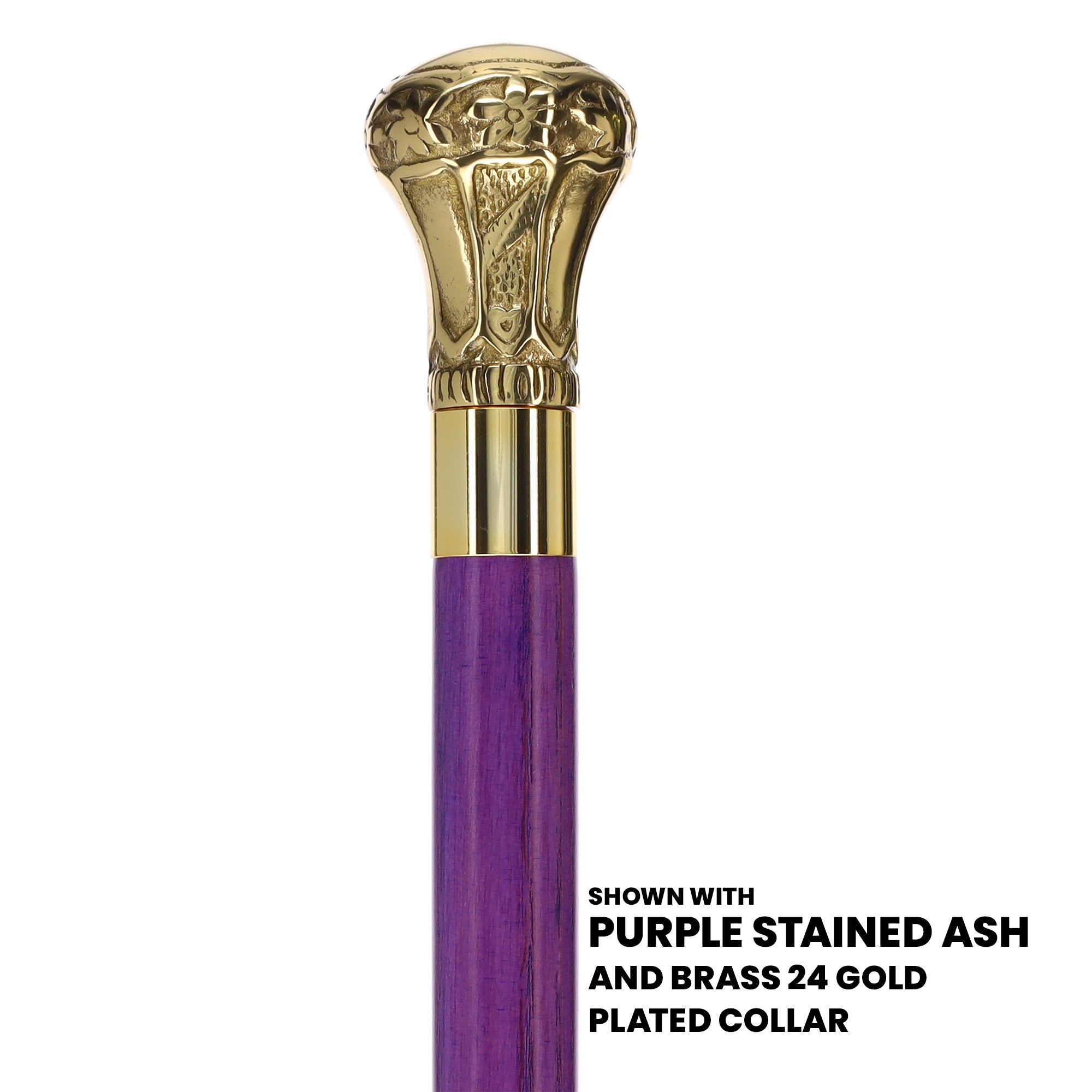 Premium Brass Knob Handle Cane: Stained Custom Color Shaft
