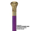 Scratch and Dent Brass Knob Handle Walking Cane w/  Blue Stained Ash Shaft & Aluminum Gold Collar V2061
