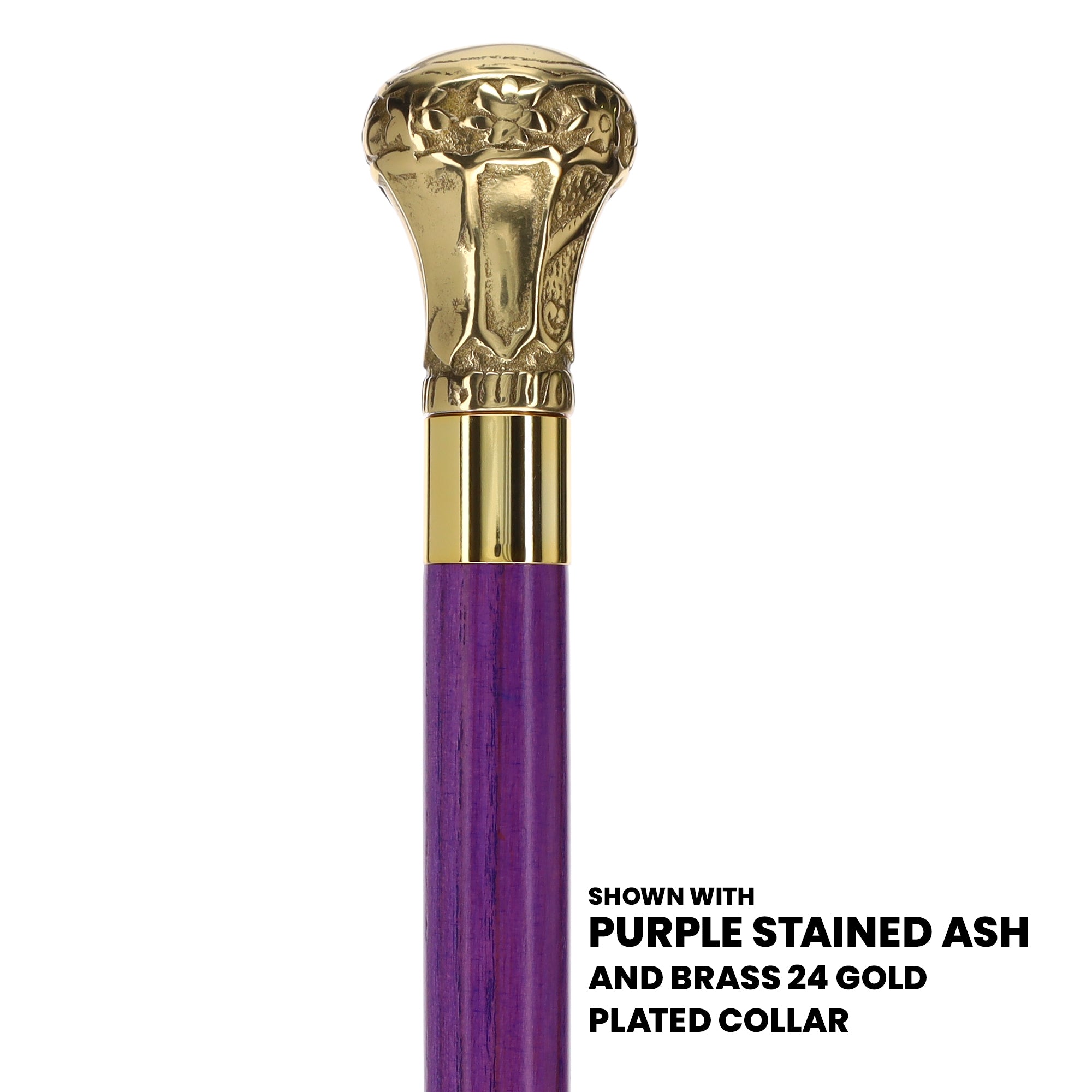 Premium Brass Knob Handle Cane: Stained Custom Color Shaft