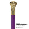 Scratch and Dent Brass Knob Handle Walking Cane w/  Blue Stained Ash Shaft & Aluminum Gold Collar V2061