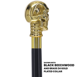 Scratch and Dent Brass Skull Handle Walking Cane w/ Custom Shaft and Collar V2098