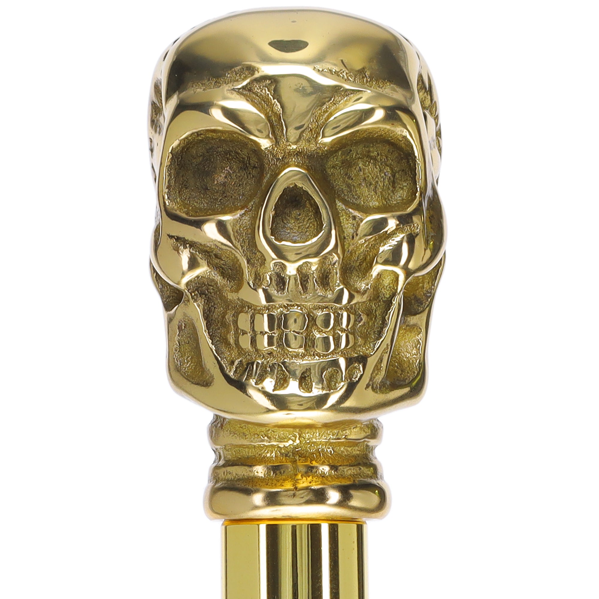 Premium Brass Skull Handle Walking Cane: Custom Shaft & Collar