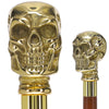 Scratch and Dent Premium Brass Skull Handle Walking Cane: Custom Shaft & Collar V2363