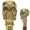 Premium Brass Skull Handle Walking Cane: Custom Shaft & Collar