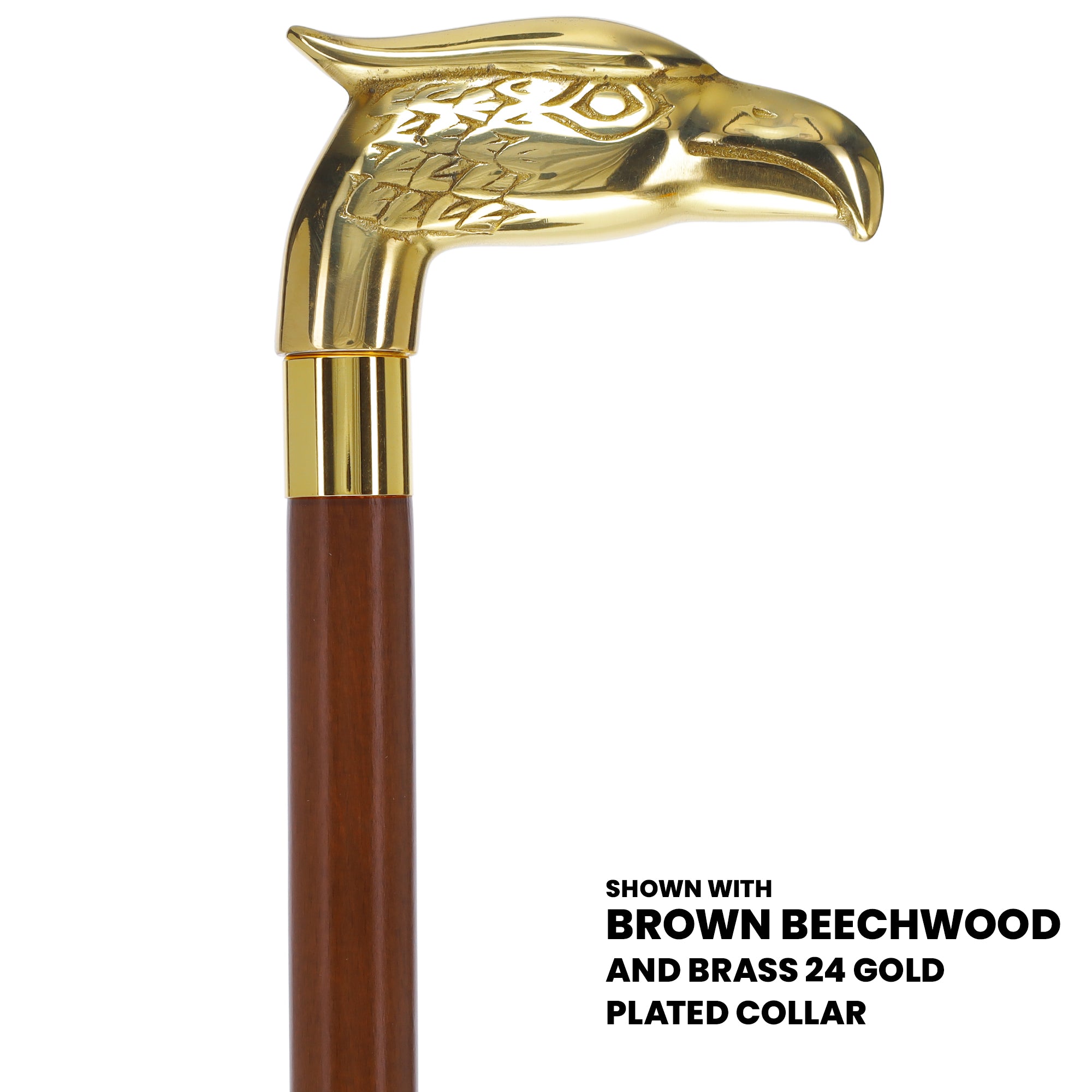 Brass Eagle Handle Walking Cane w/ Custom Shaft and Collar