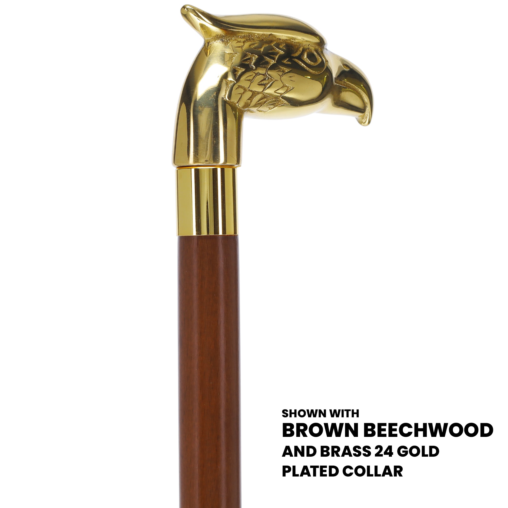 Brass Eagle Handle Walking Cane w/ Custom Shaft and Collar