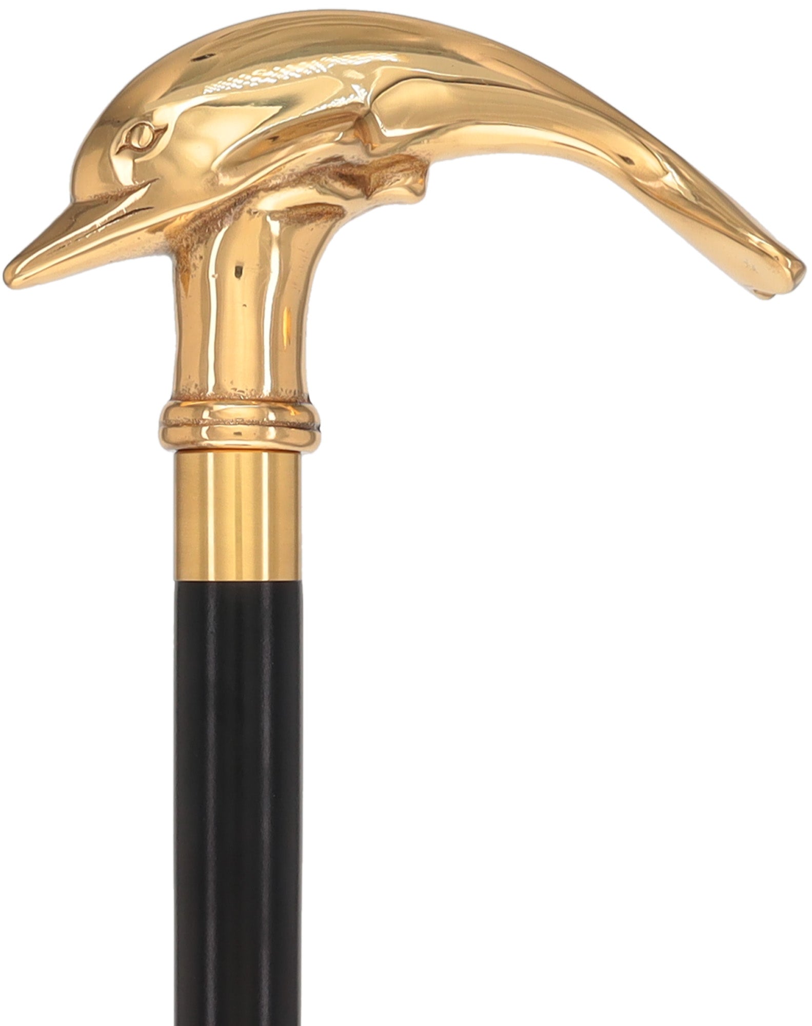 Premium Brass Dolphin Handle Walking Cane: Custom Shaft & Collar