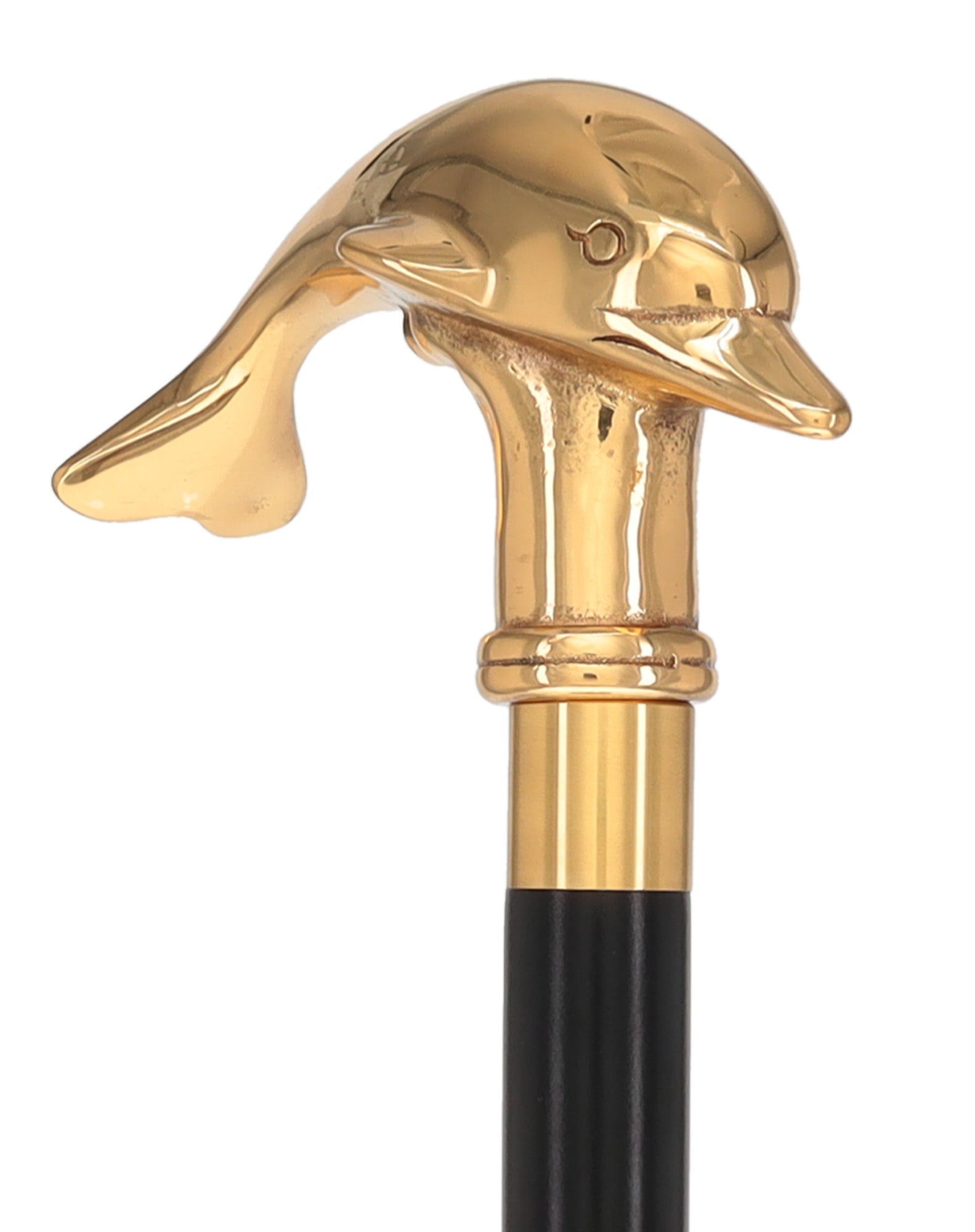 Premium Brass Dolphin Handle Walking Cane: Custom Shaft & Collar