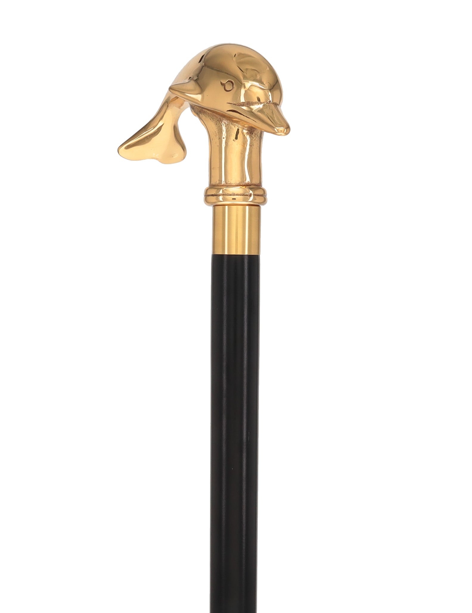 Premium Brass Dolphin Handle Walking Cane: Custom Shaft & Collar
