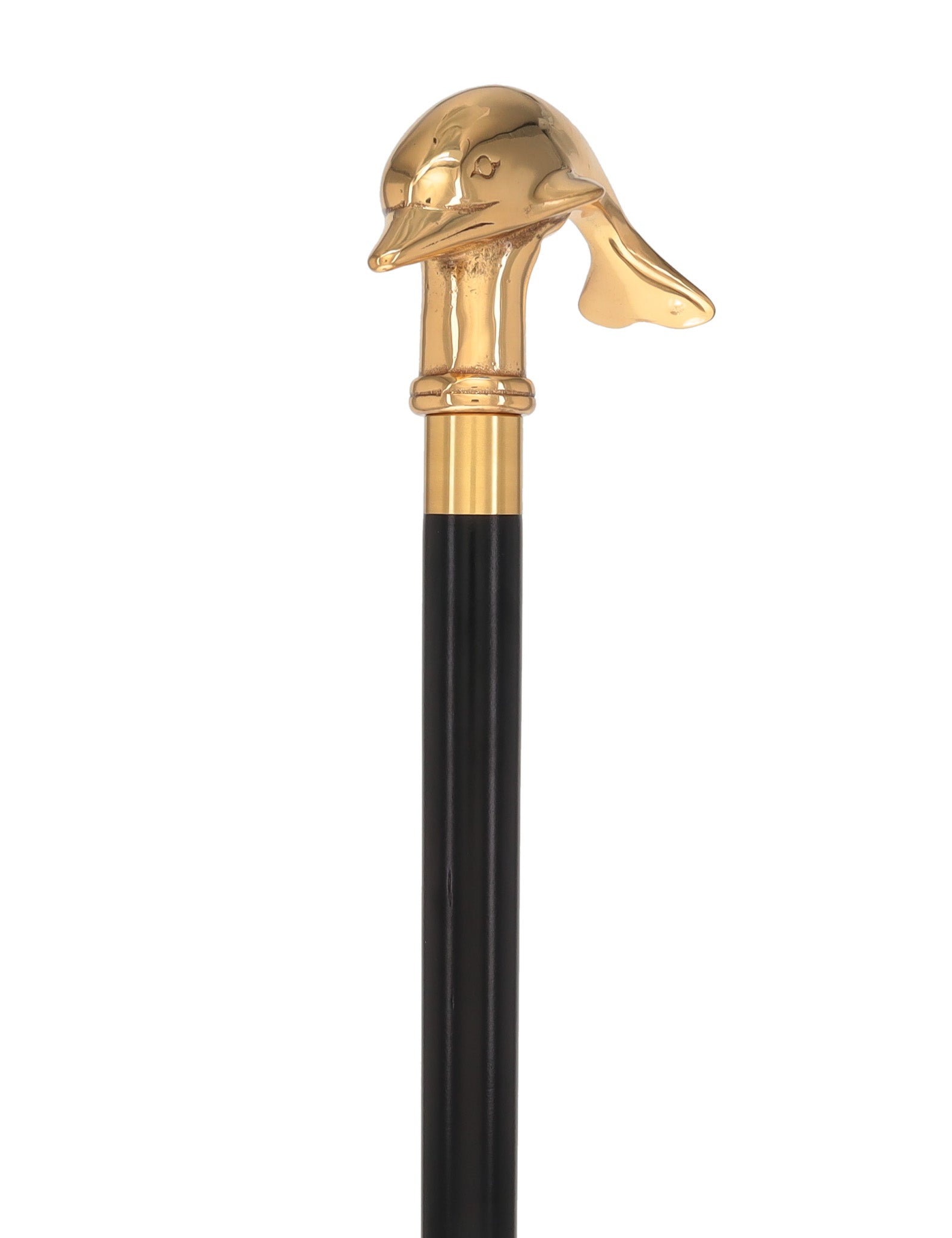 Premium Brass Dolphin Handle Walking Cane: Custom Shaft & Collar