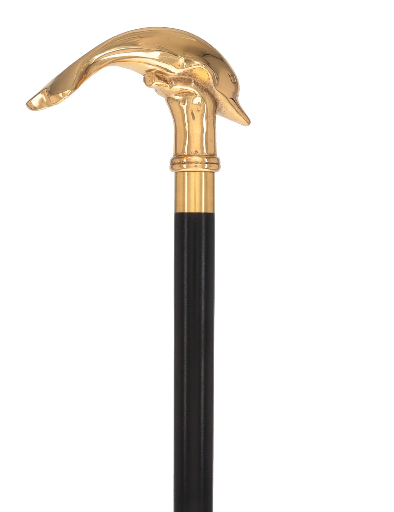Premium Brass Dolphin Handle Walking Cane: Custom Shaft & Collar
