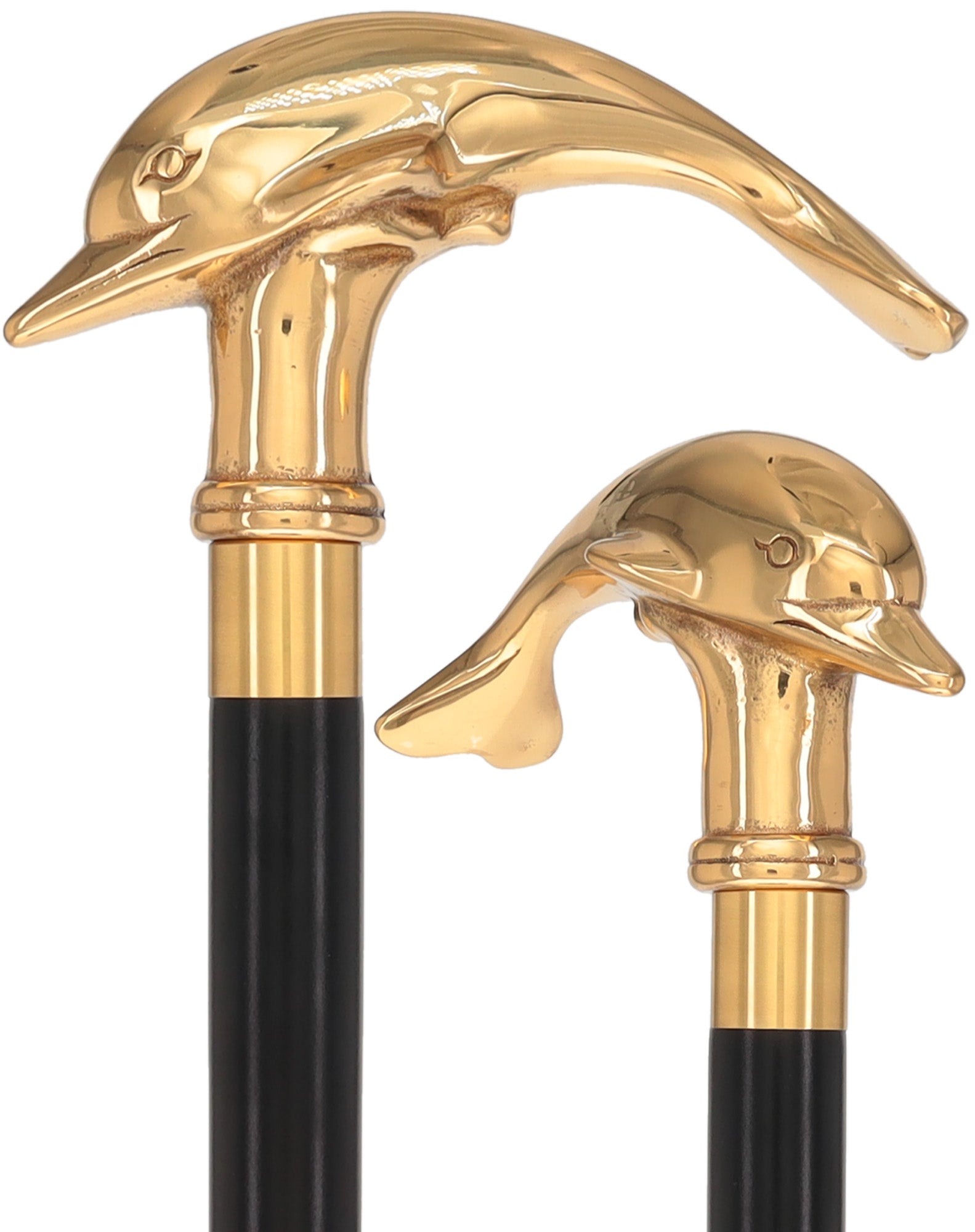 Premium Brass Dolphin Handle Walking Cane: Custom Shaft & Collar