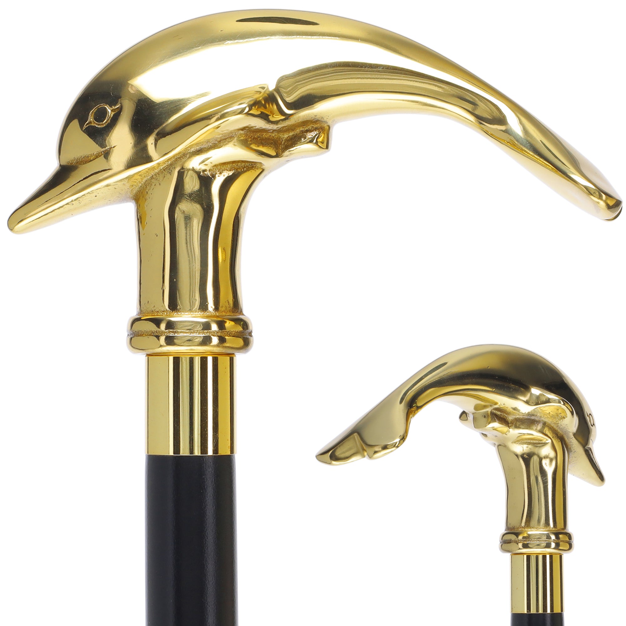 Nautical Brass Polish Plated Duck Handle With Shinny Wooden Walking Stick  Cane - Helia Beer Co