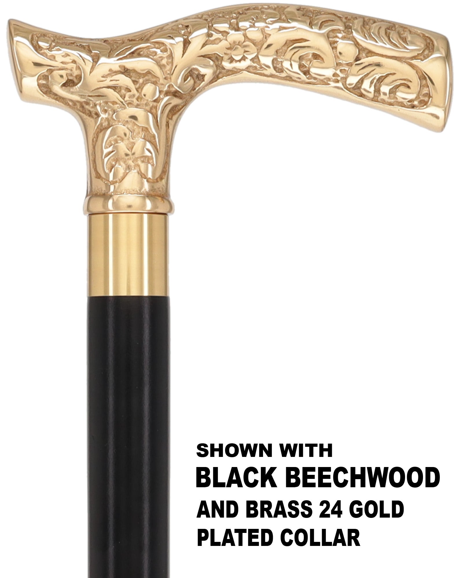 Premium Brass Fritz Handle Walking Cane: Custom Shaft & Collar