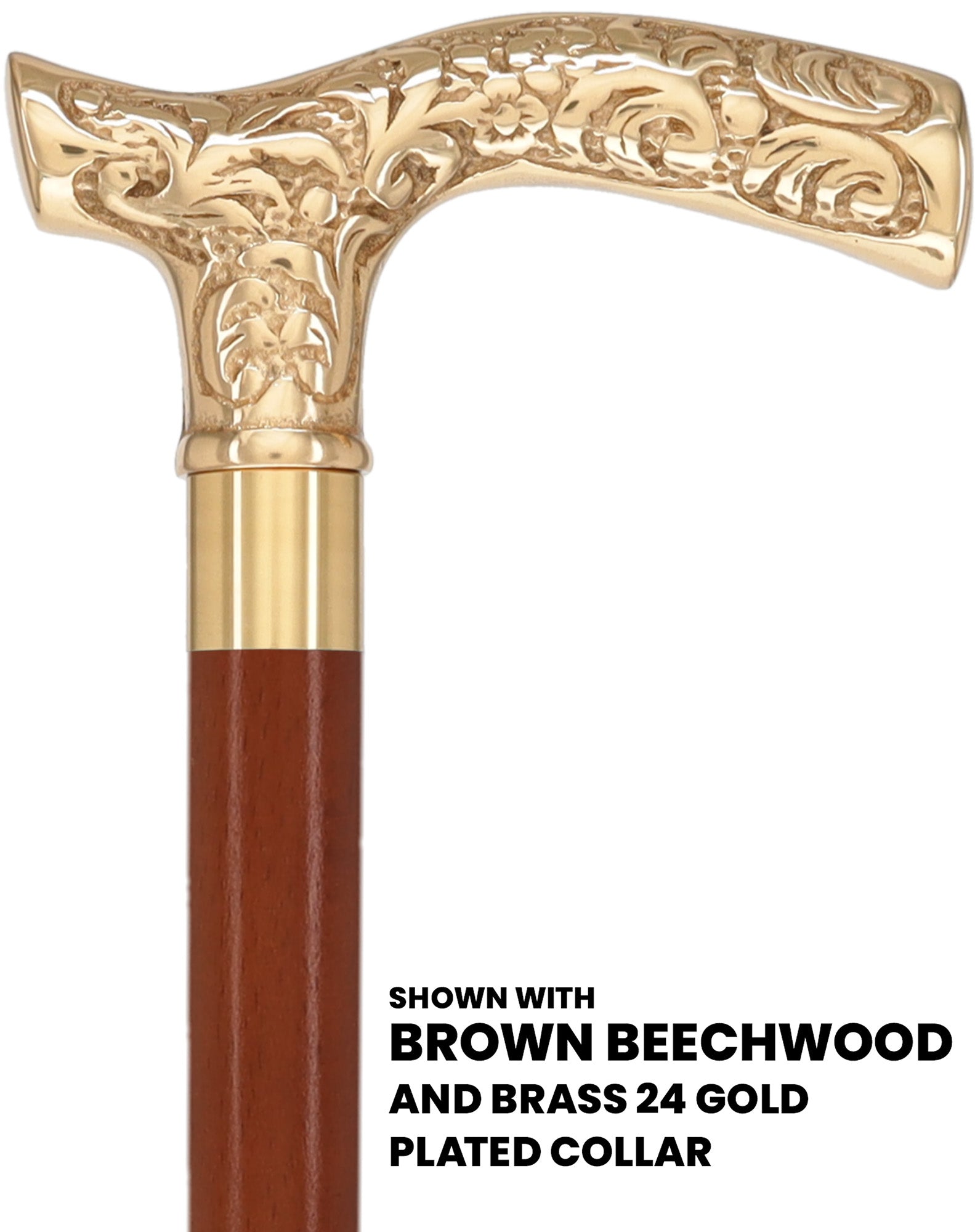 Premium Brass Fritz Handle Walking Cane: Custom Shaft & Collar