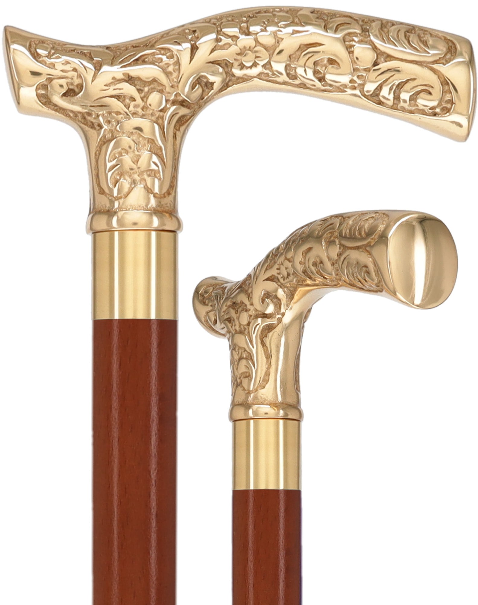 Premium Brass Fritz Handle Walking Cane: Custom Shaft & Collar