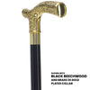 Scratch and Dent Brass Fritz Handle Walking Cane w/ Ash Shaft and Aluminum Gold Collar V2034