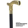 Scratch and Dent Brass Fritz Handle Walking Cane w/ Brown Beechwood Shaft and Aluminum Gold Collar V2163
