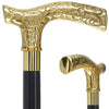 Scratch and Dent Brass Fritz Handle Walking Cane w/ Ash Shaft and Aluminum Gold Collar V2256