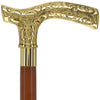 Scratch and Dent Brass Fritz Handle Walking Cane w/ Ash Shaft and Aluminum Gold Collar V2034