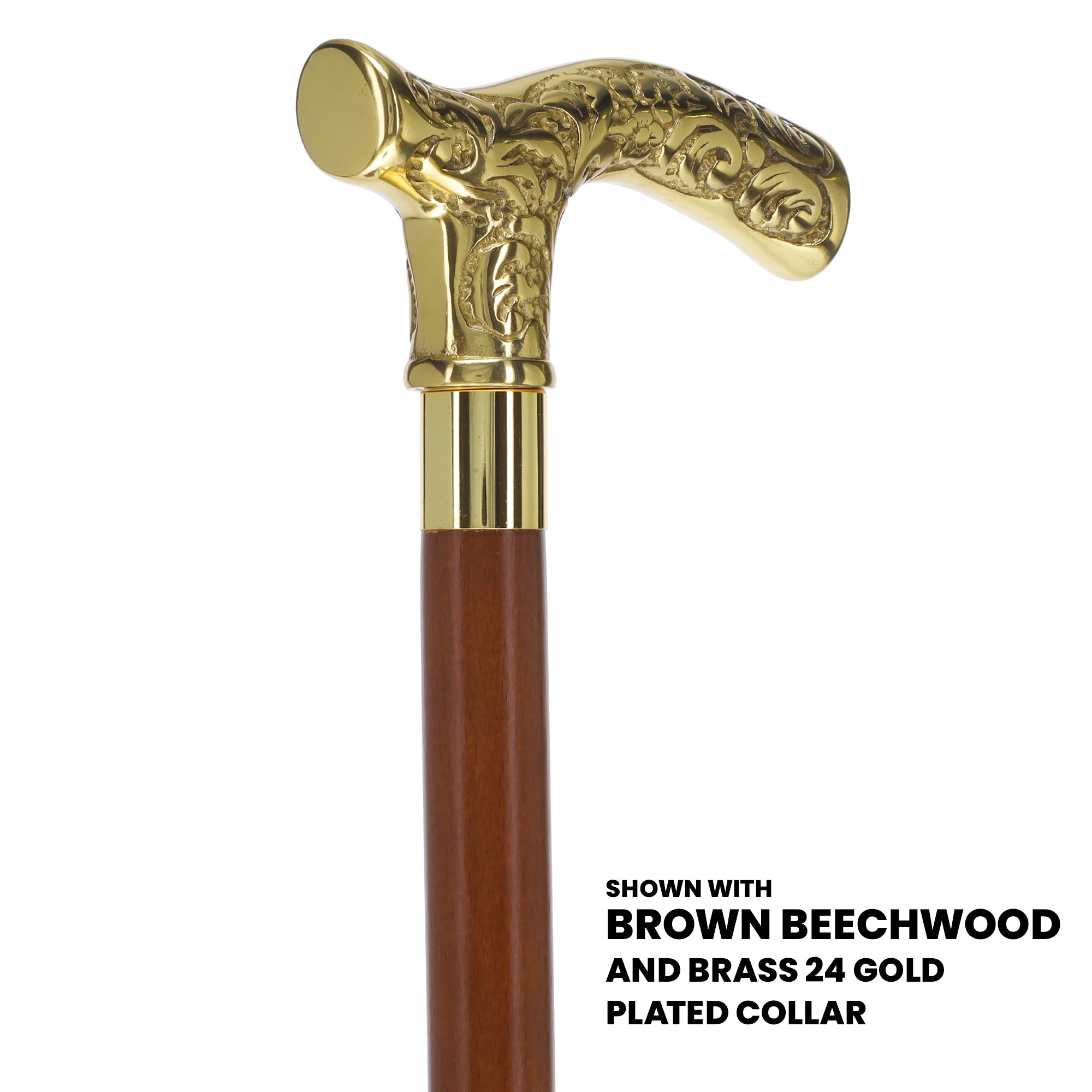 Premium Brass Fritz Handle Walking Cane: Custom Shaft & Collar