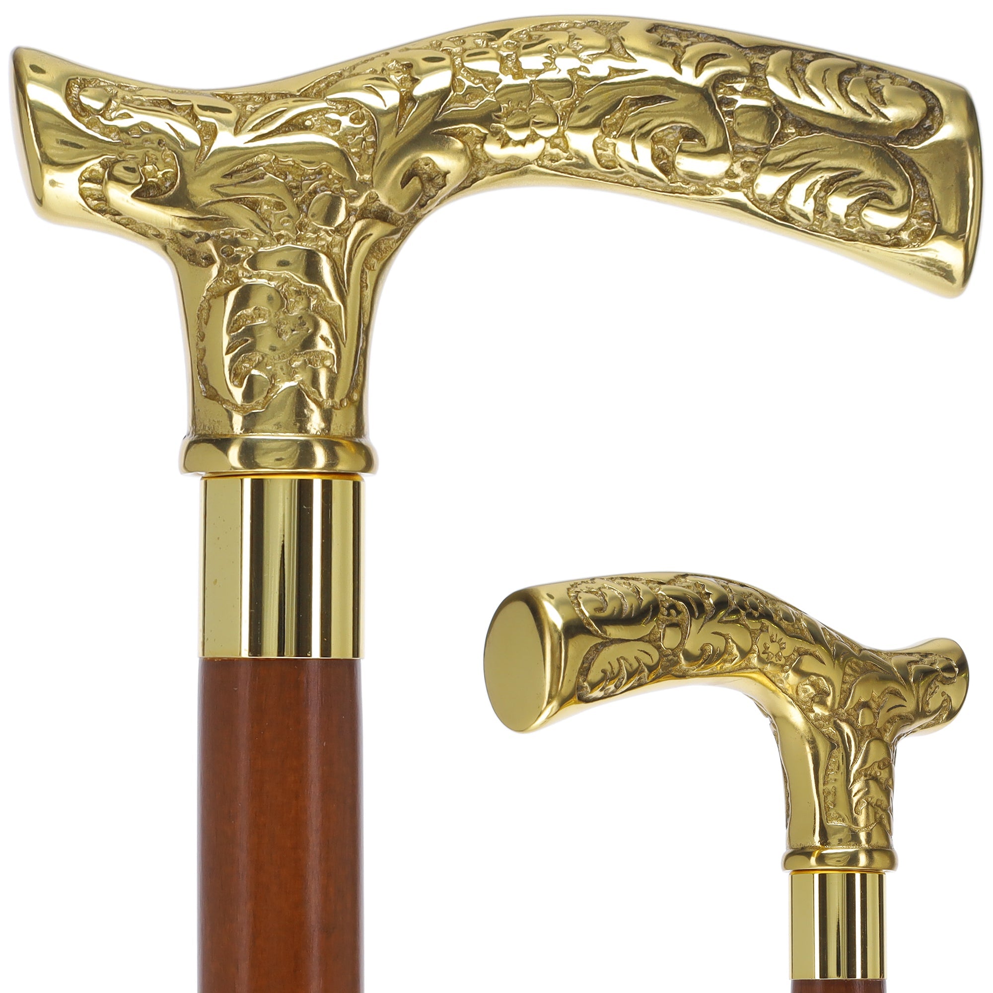 Scratch and Dent Brass Fritz Handle Walking Cane w/ Ash Shaft and Alum