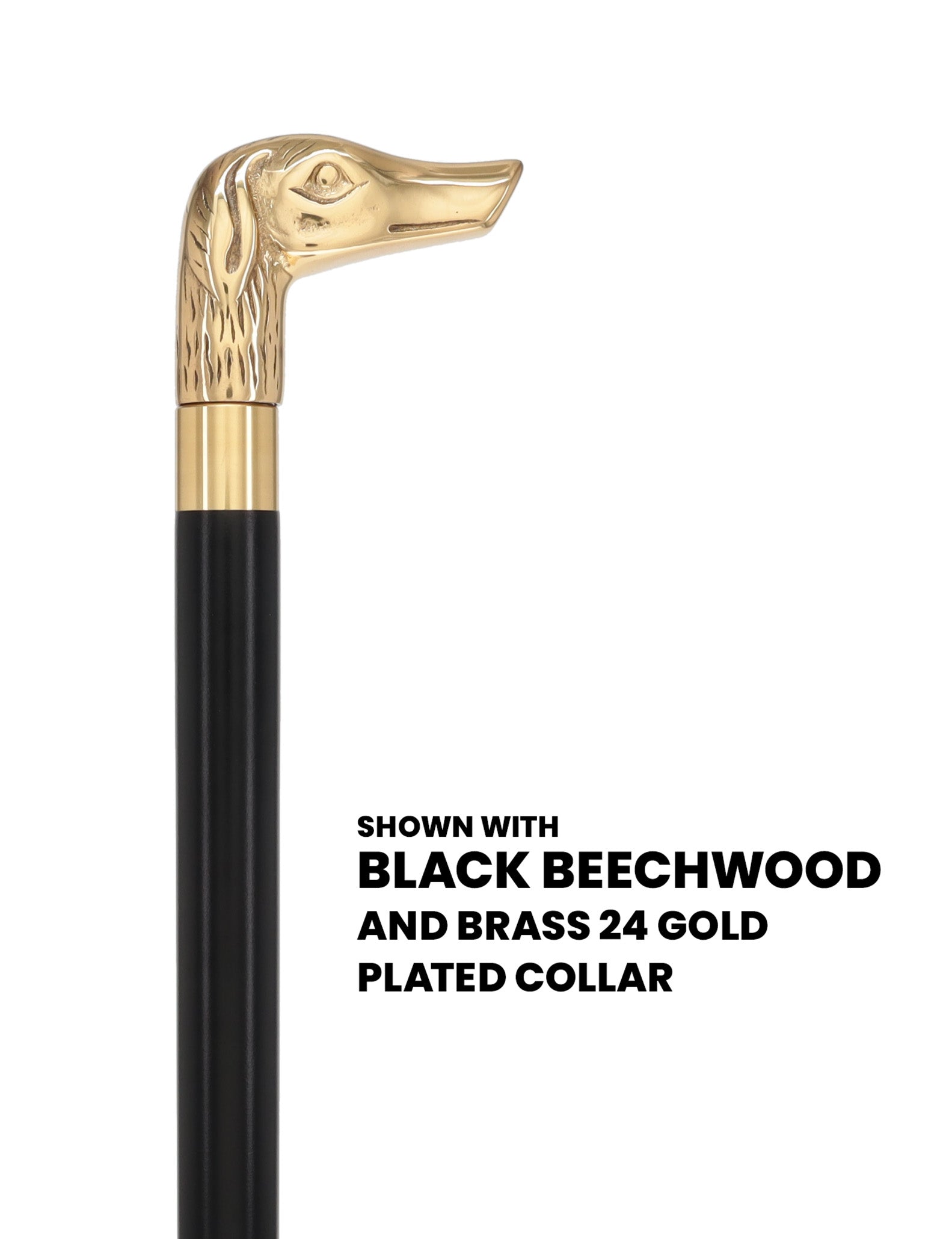 Premium Brass Dog Handle Walking Cane: Custom Shaft & Collar