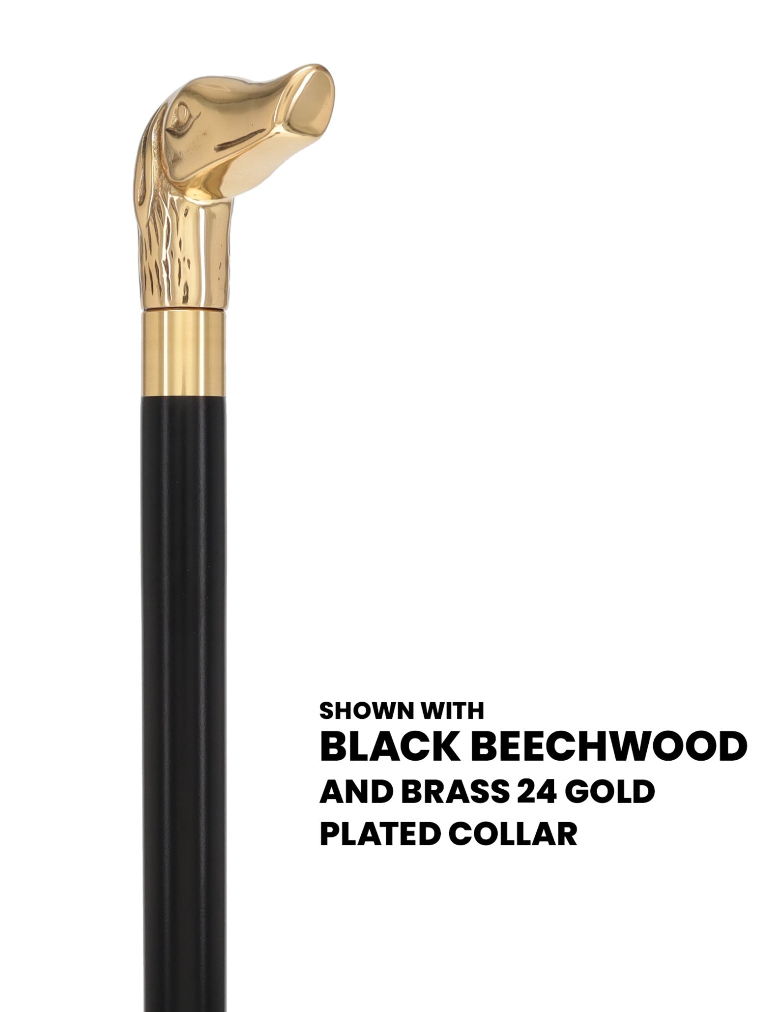 Premium Brass Dog Handle Walking Cane: Custom Shaft & Collar