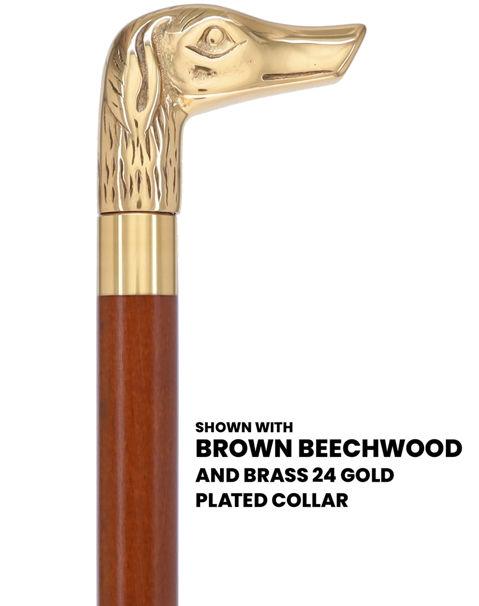 Premium Brass Dog Handle Walking Cane: Custom Shaft & Collar