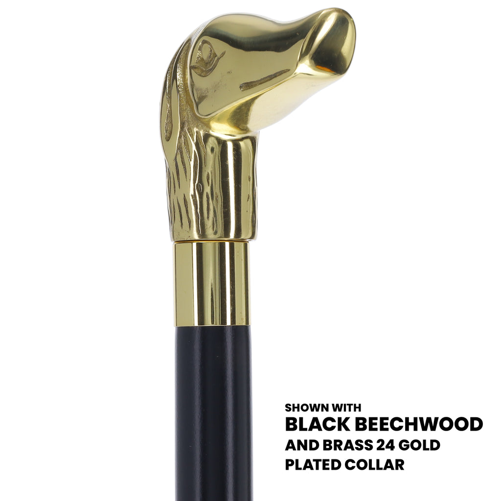 Premium Brass Dog Handle Walking Cane: Custom Shaft & Collar
