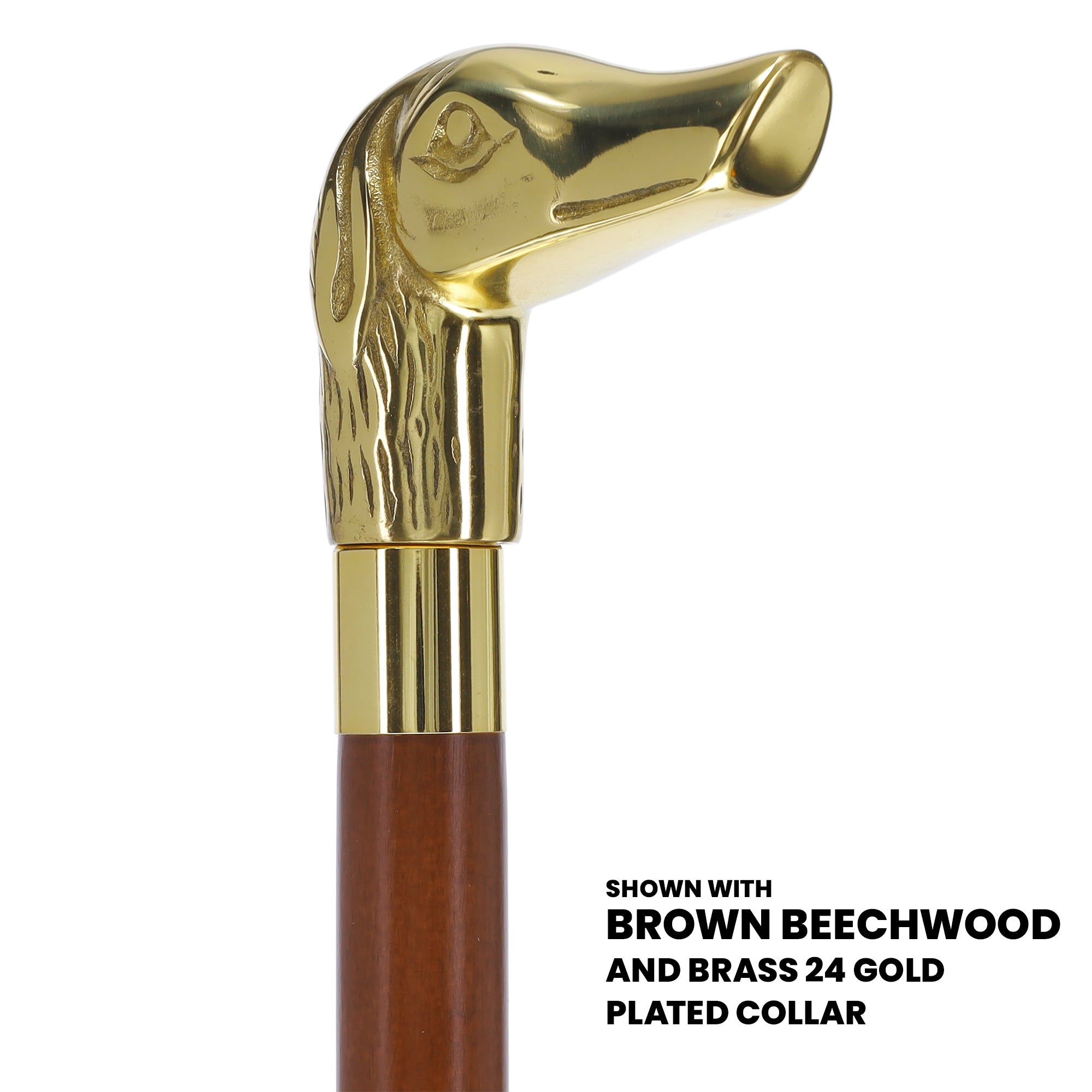 Premium Brass Dog Handle Walking Cane: Custom Shaft & Collar