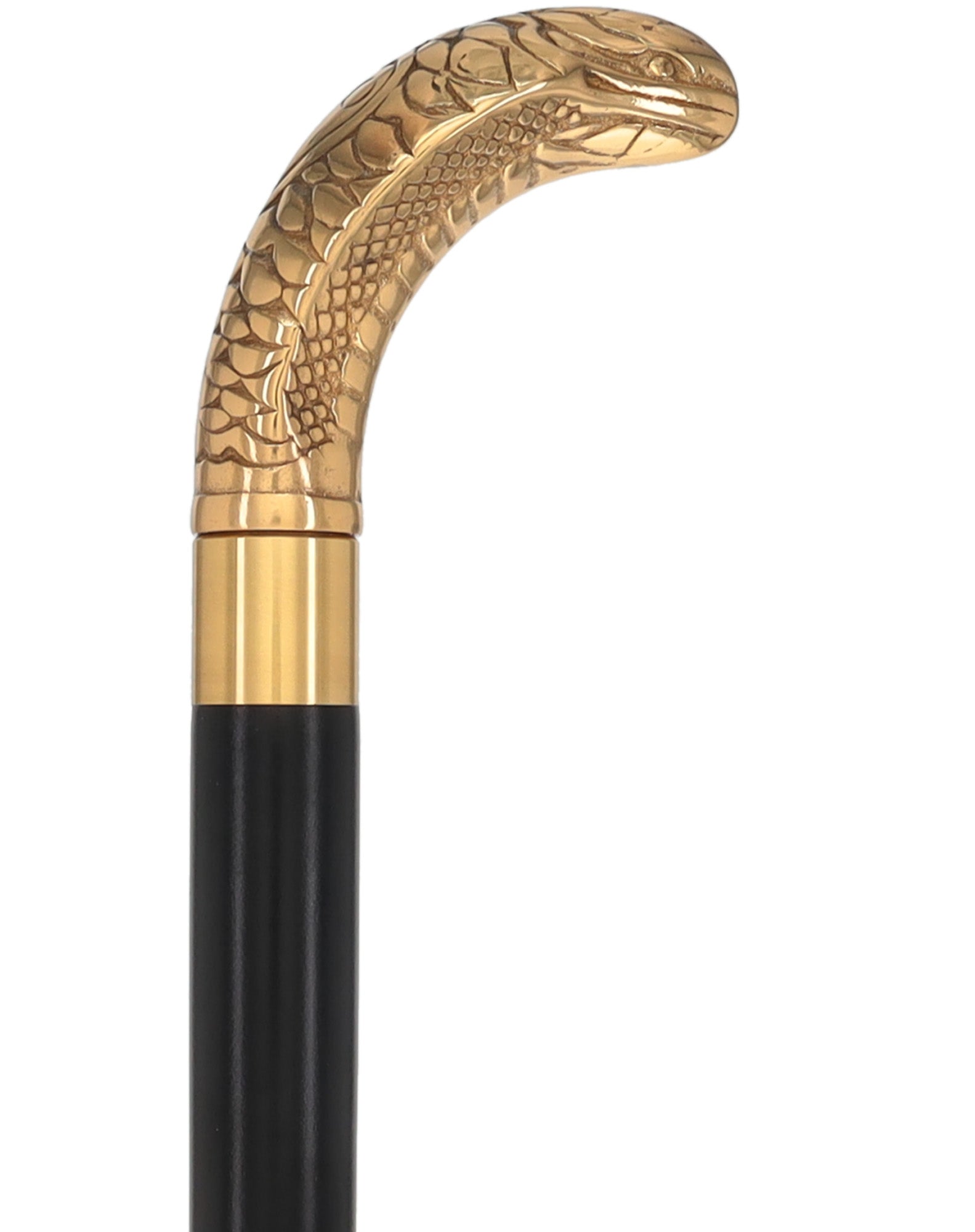 Premium Brass Snake Handle Walking Cane: Custom Shaft & Collar