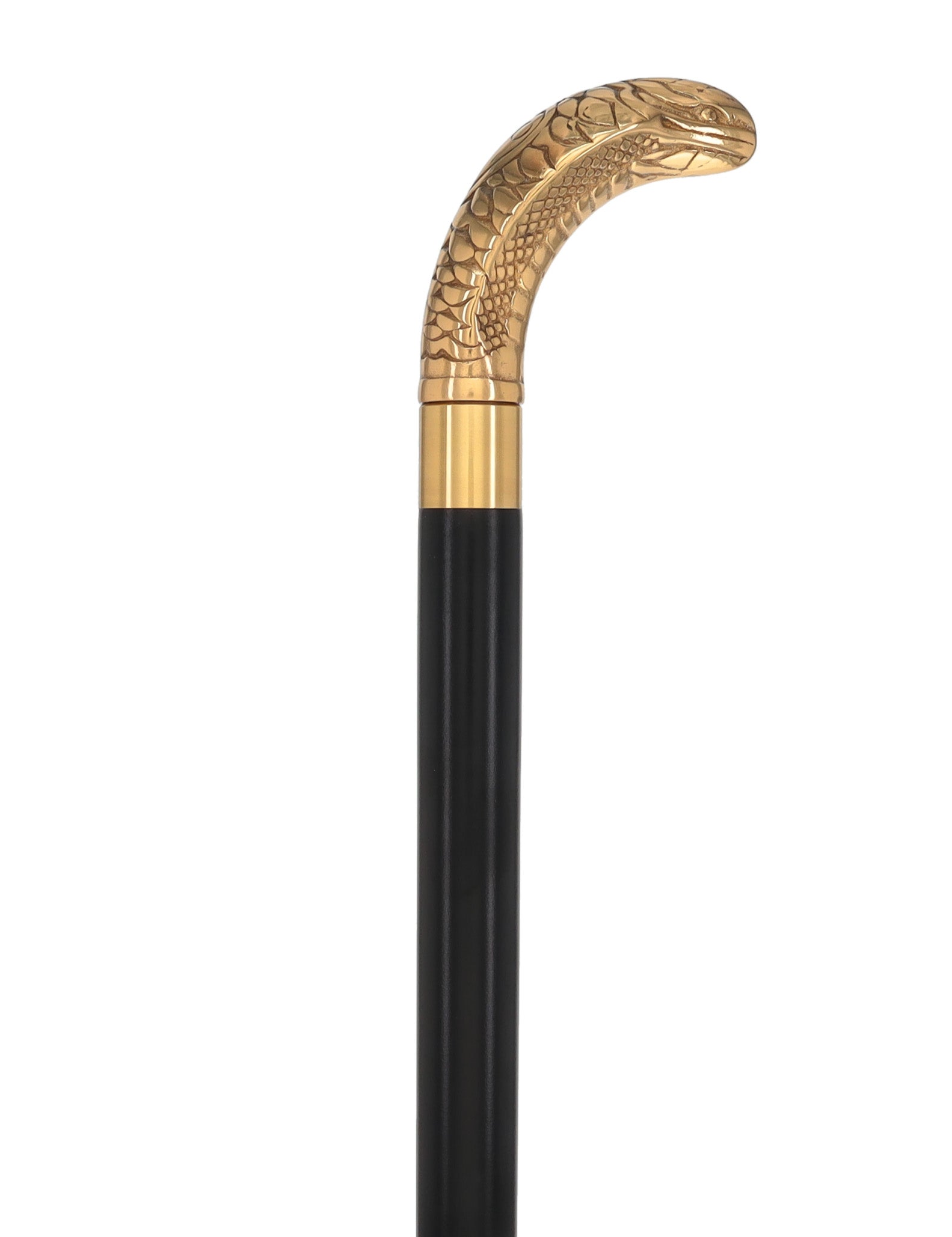 Premium Brass Snake Handle Walking Cane: Custom Shaft & Collar