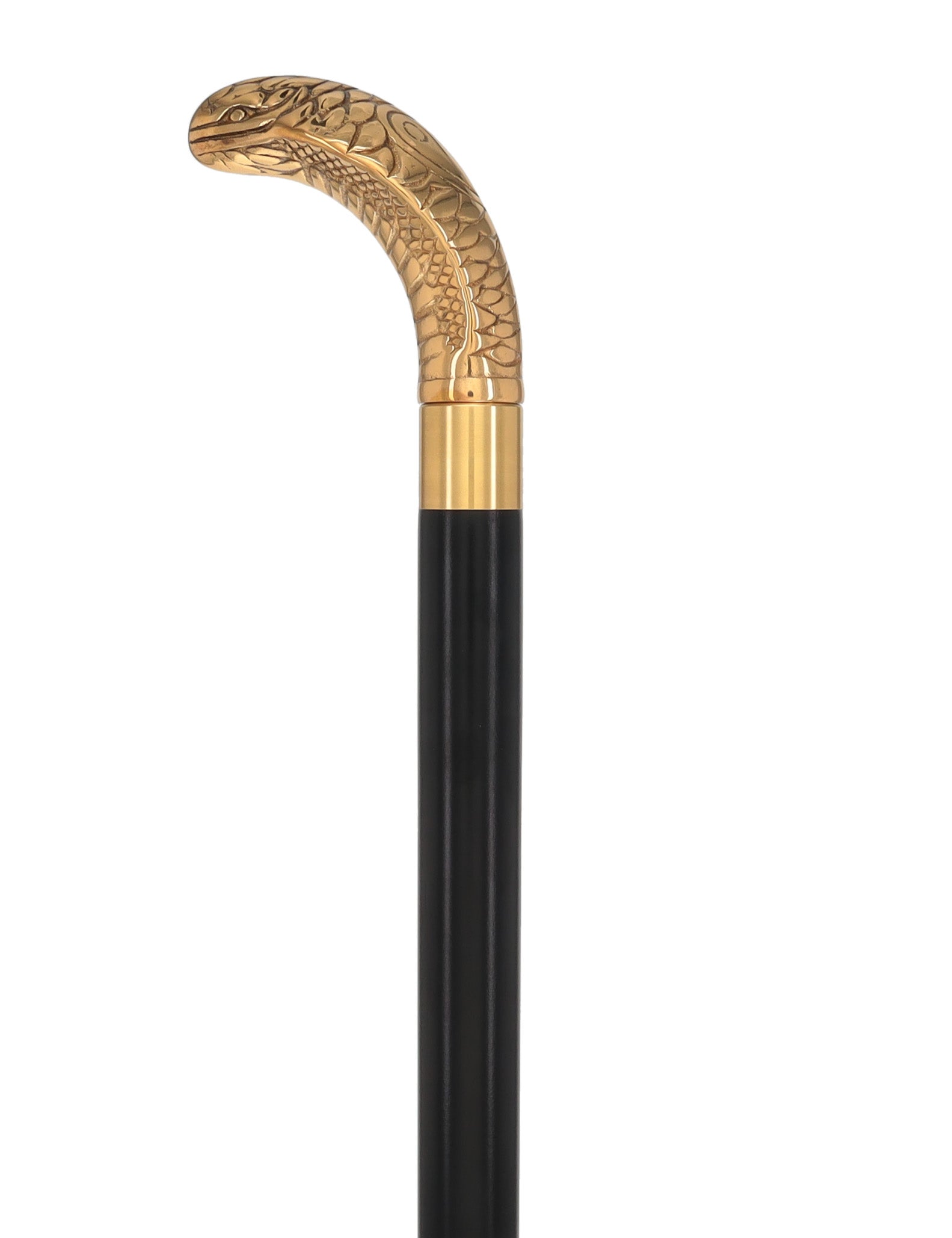 Premium Brass Snake Handle Walking Cane: Custom Shaft & Collar