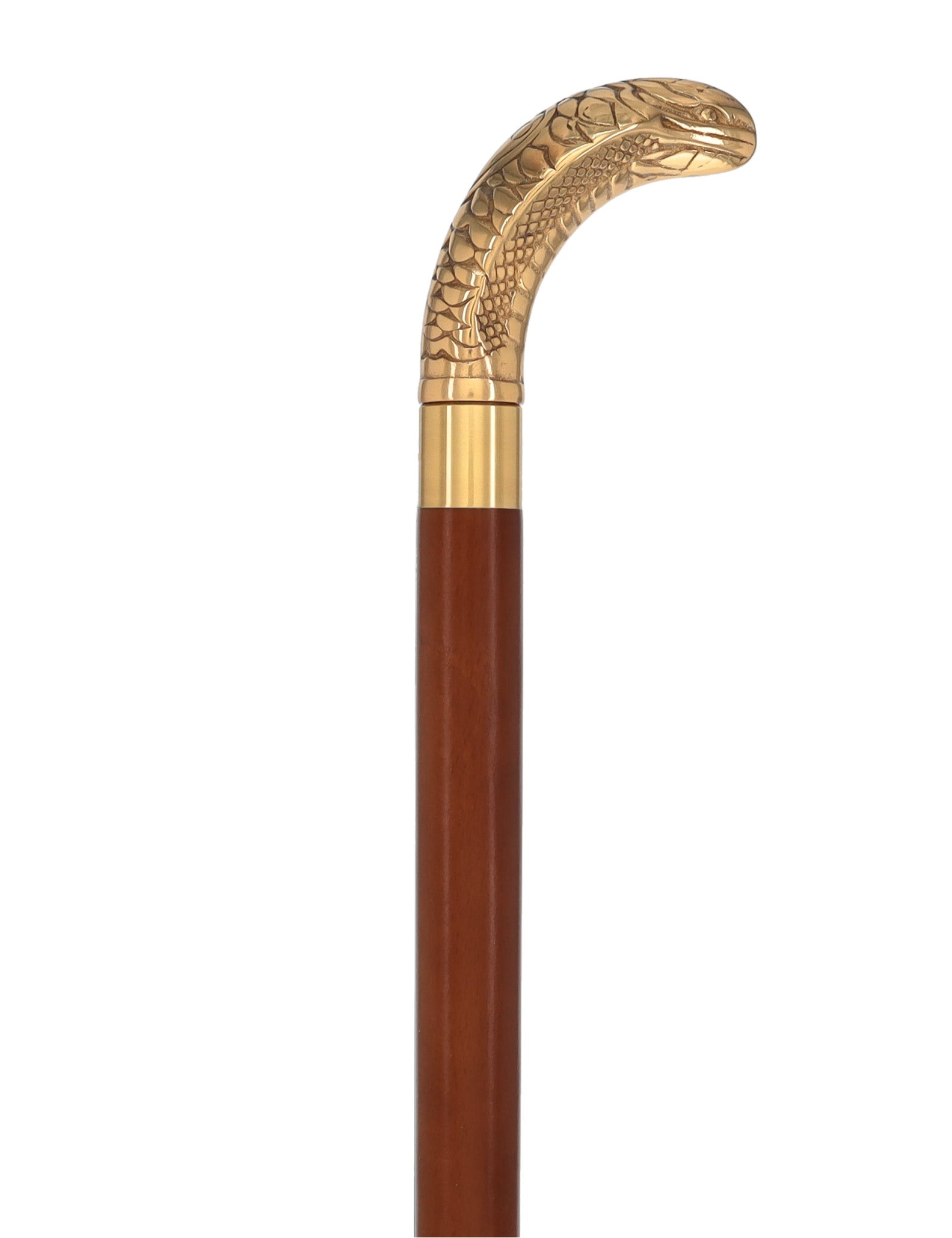 Premium Brass Snake Handle Walking Cane: Custom Shaft & Collar