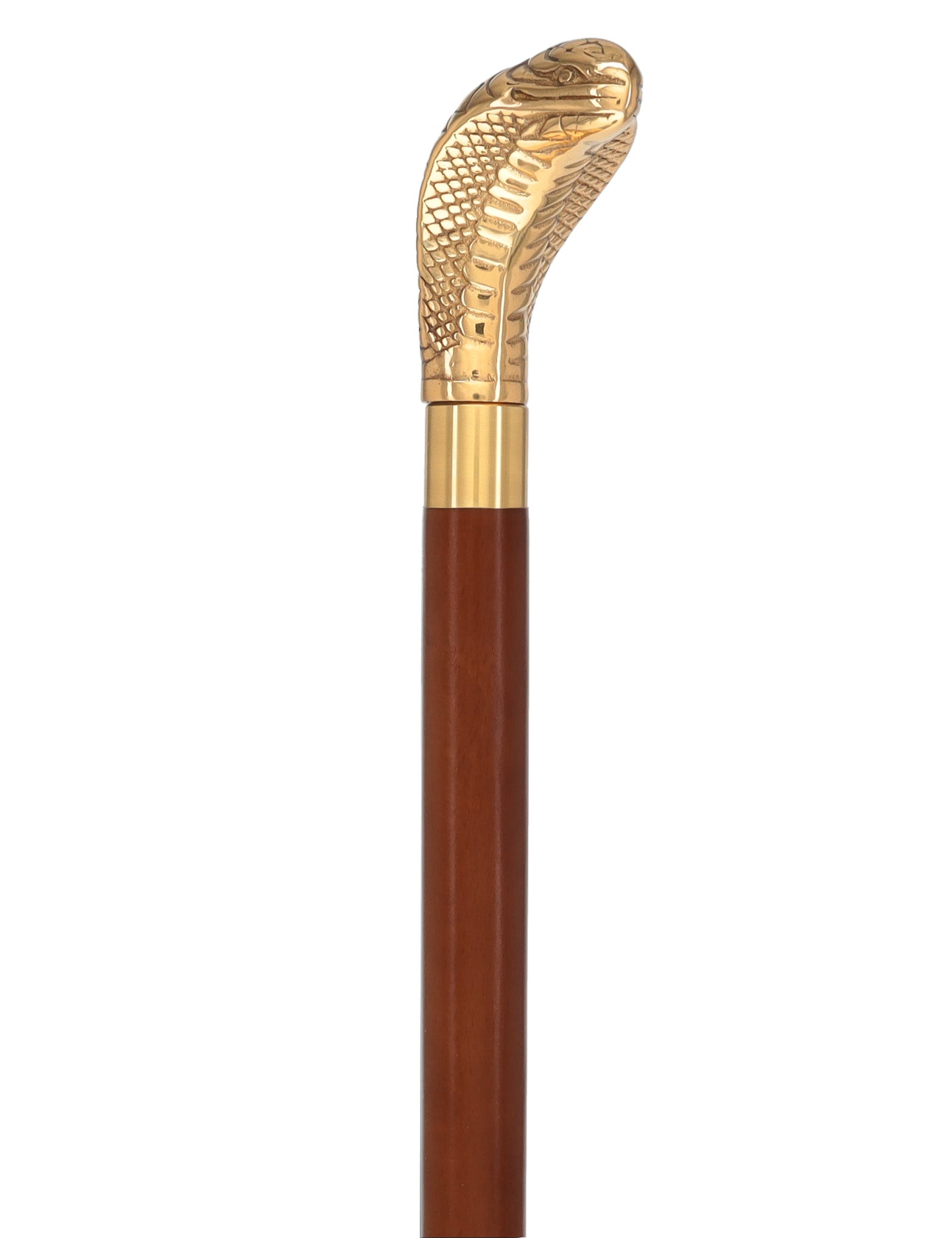 Premium Brass Snake Handle Walking Cane: Custom Shaft & Collar