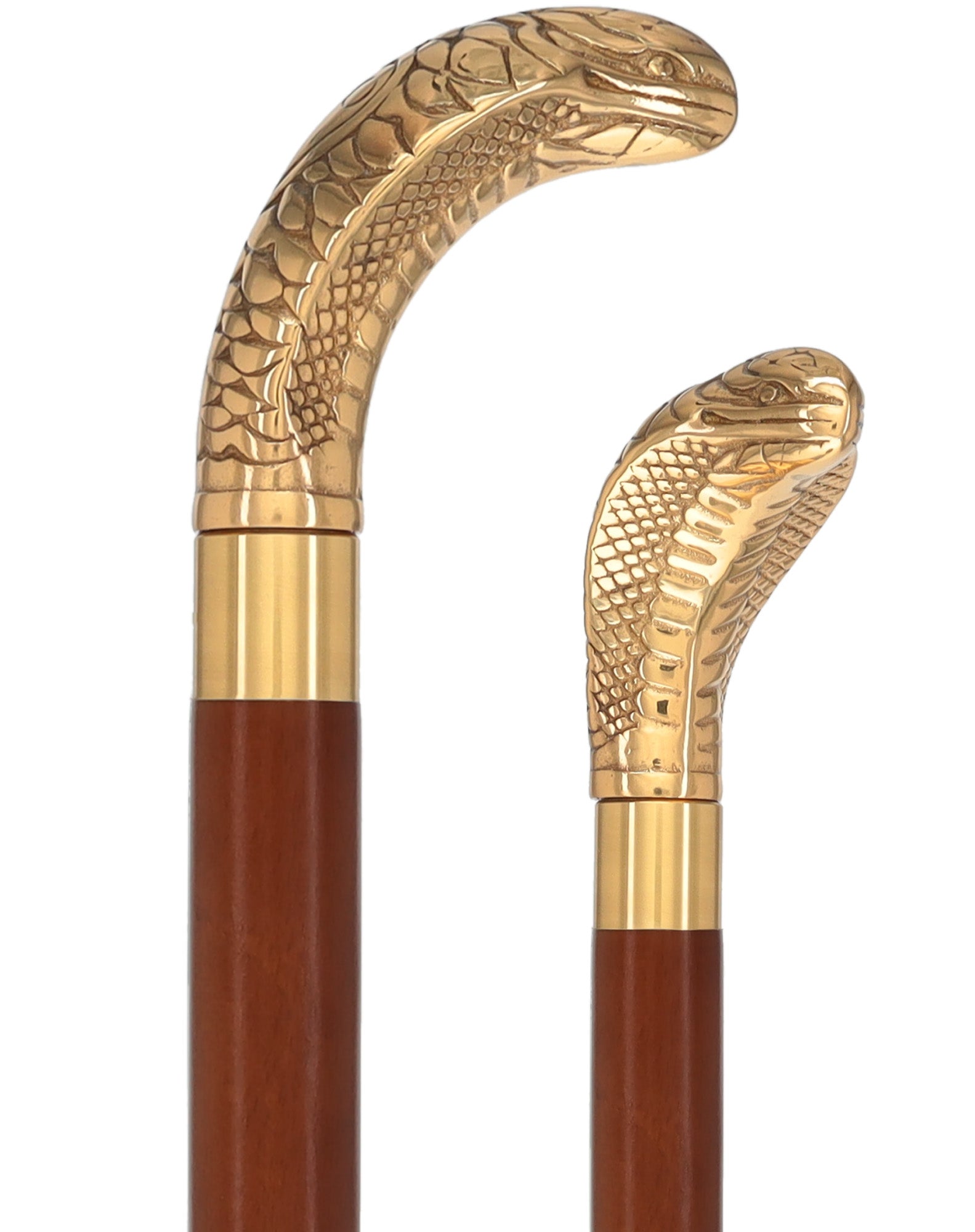 Premium Brass Snake Handle Walking Cane: Custom Shaft & Collar